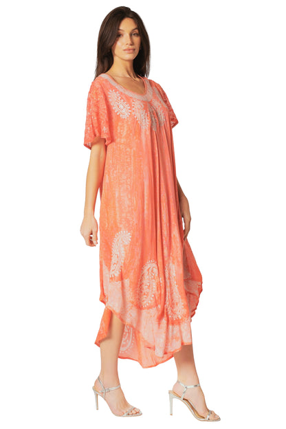 Sakkas  Bree Long Embroidered Cap Sleeve Marbled Dress