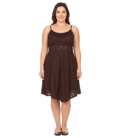 Sakkas Markay Short Mid Length Spaghetti Strap Sleeveless Embroidered Batik Dress