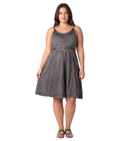 Sakkas Markay Short Mid Length Spaghetti Strap Sleeveless Embroidered Batik Dress