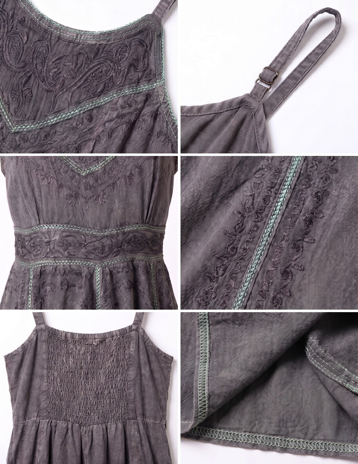 Sakkas Markay Short Mid Length Spaghetti Strap Sleeveless Embroidered Batik Dress