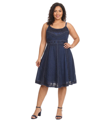 Sakkas Markay Short Mid Length Spaghetti Strap Sleeveless Embroidered Batik Dress