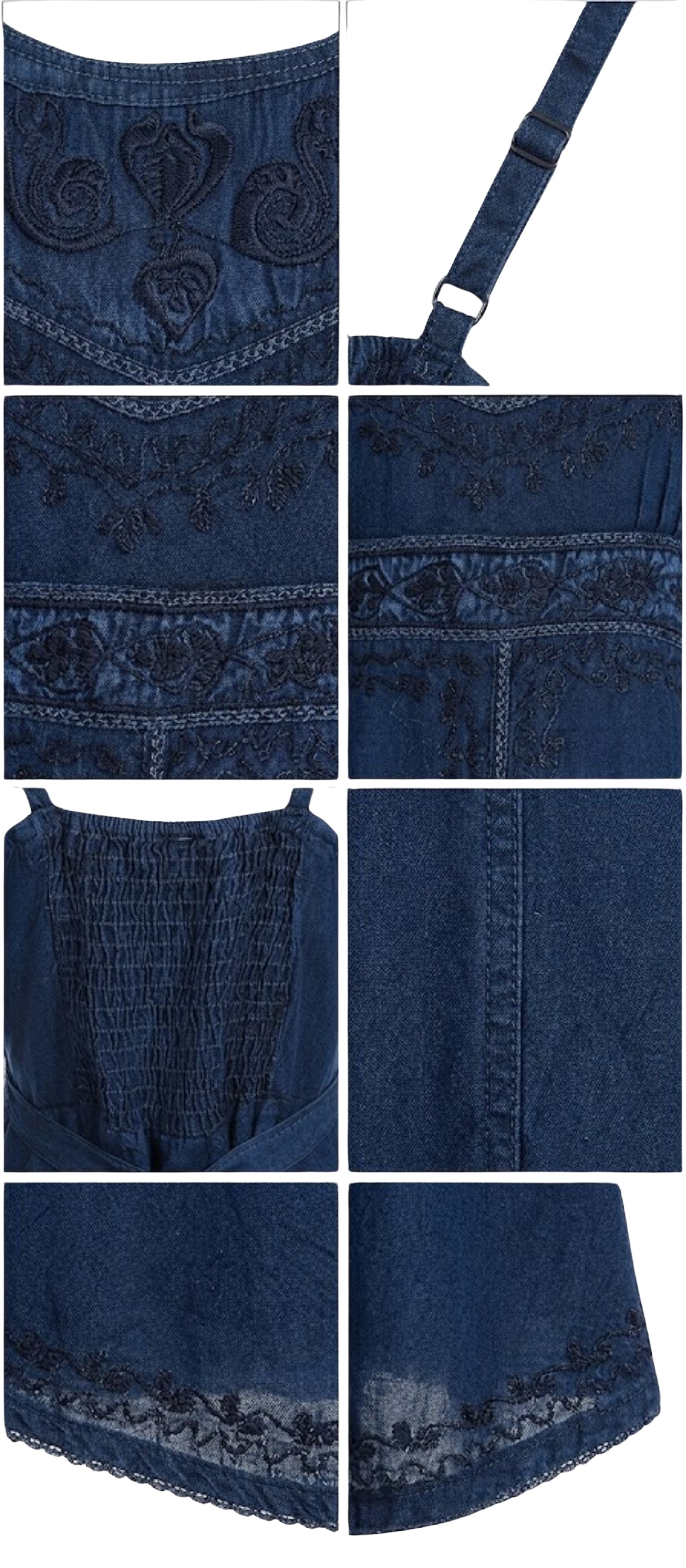 Sakkas Markay Short Mid Length Spaghetti Strap Sleeveless Embroidered Batik Dress