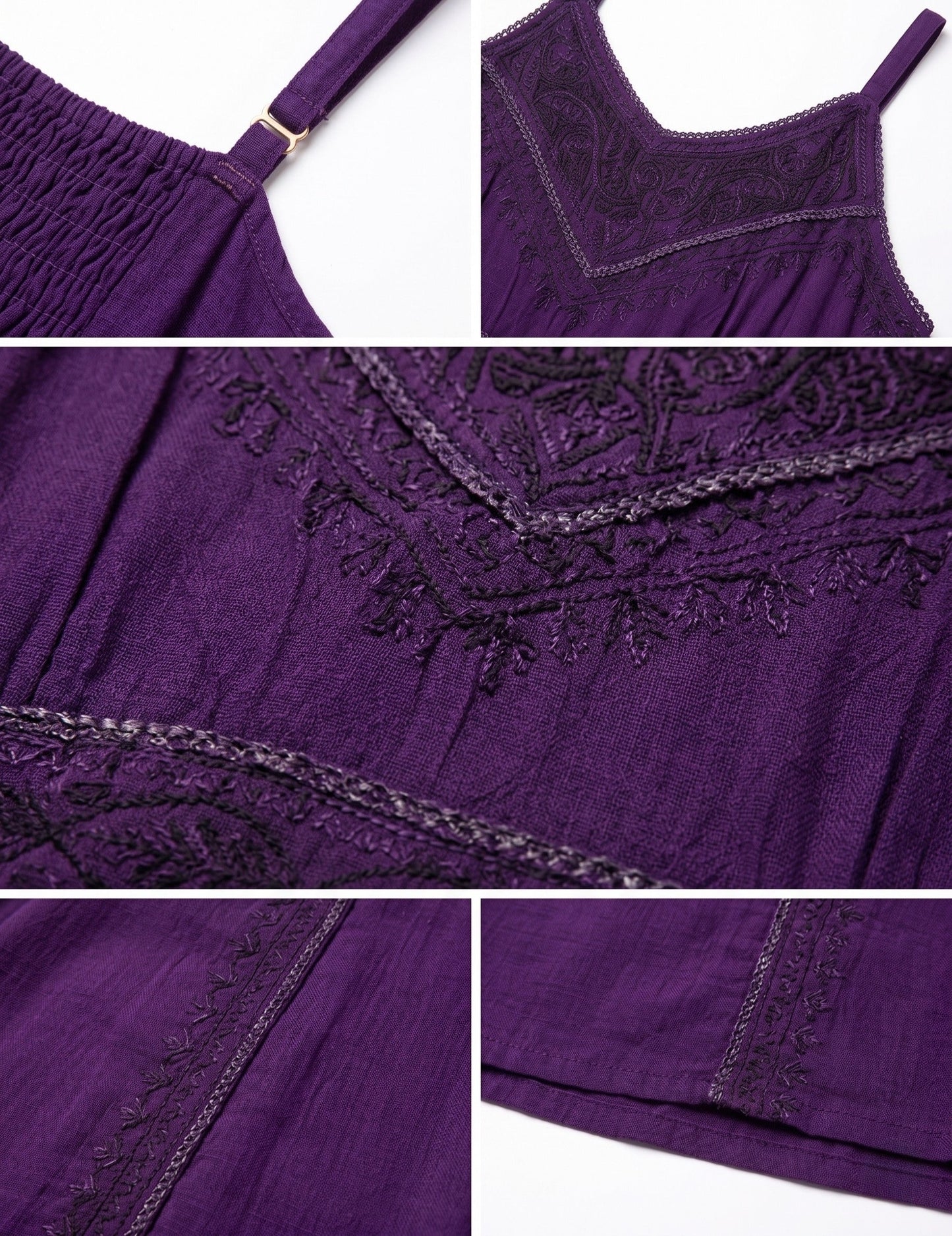 Sakkas Markay Short Mid Length Spaghetti Strap Sleeveless Embroidered Batik Dress