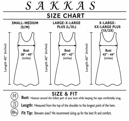 Sakkas Markay Short Mid Length Spaghetti Strap Sleeveless Embroidered Batik Dress