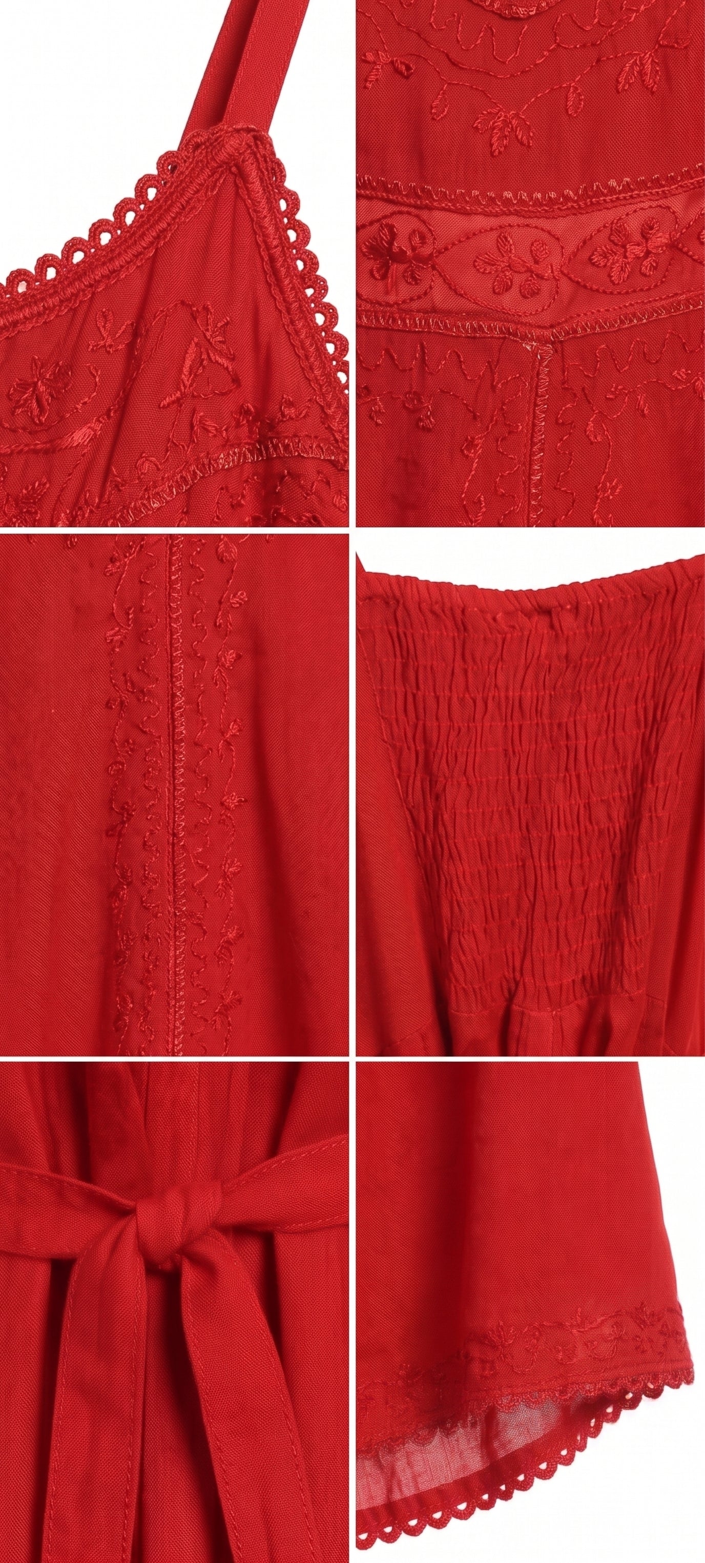 Sakkas Markay Short Mid Length Spaghetti Strap Sleeveless Embroidered Batik Dress