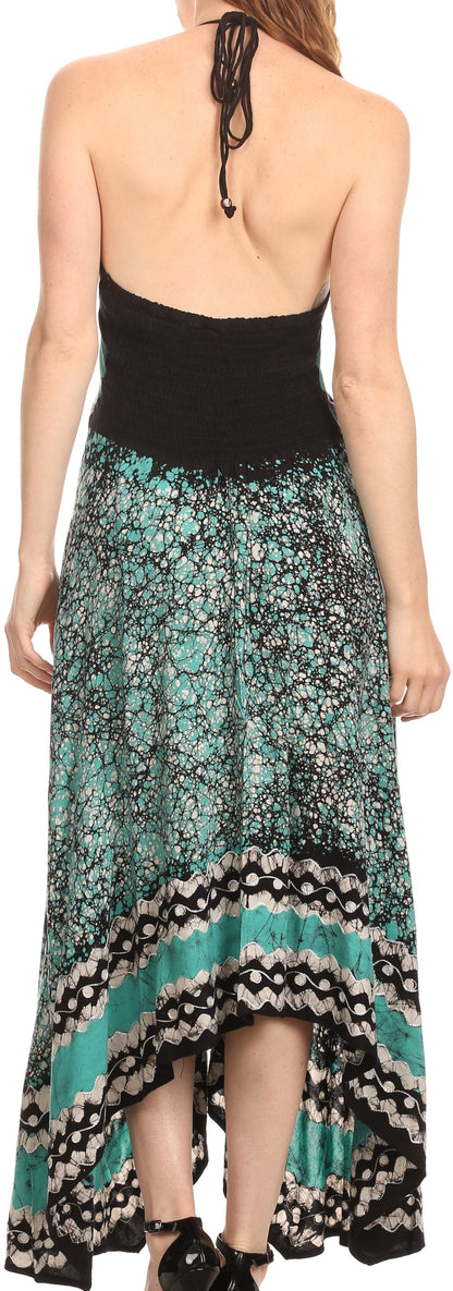 Sakkas Aleayma Strapless Long Adjustable Bead Embroidered Dyed Halter Top Dress