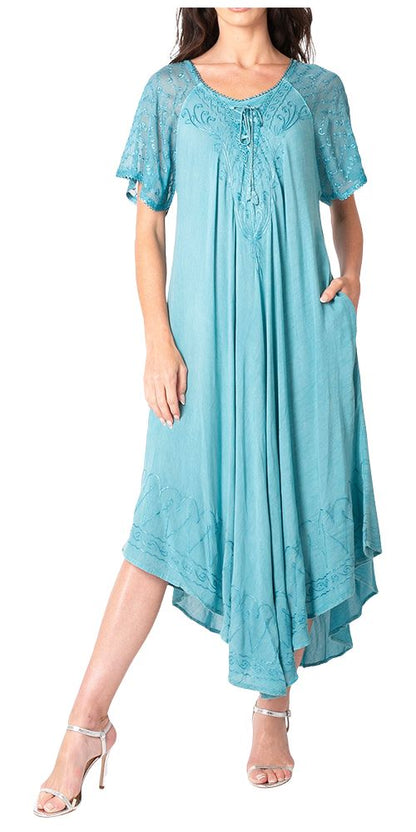 Sakkas Helena Embroidered Nightgown / Women Sleepwear with Eyelet Sleeves