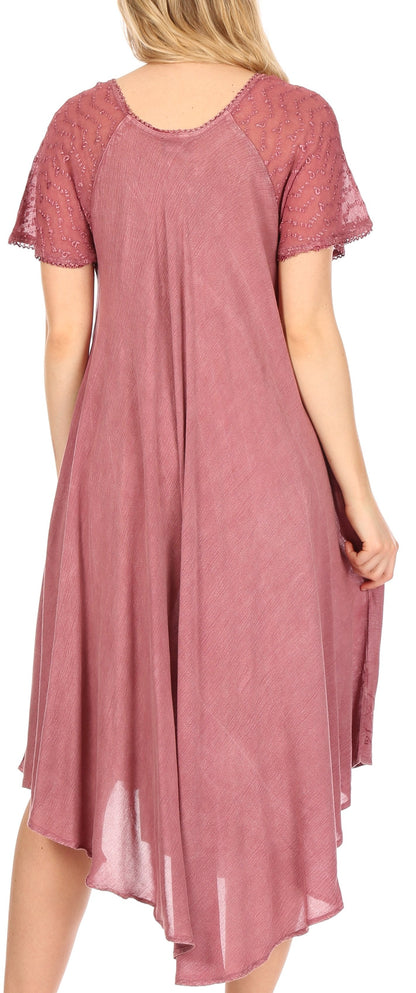Sakkas Helena Embroidered Nightgown / Women Sleepwear with Eyelet Sleeves