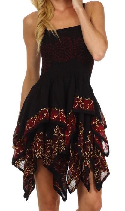 Sakkas Batik Handkerchief Hem Short Dress