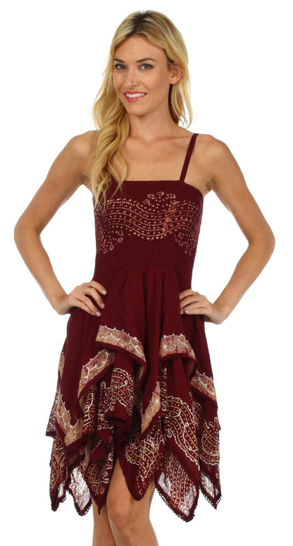 Sakkas Batik Handkerchief Hem Short Dress