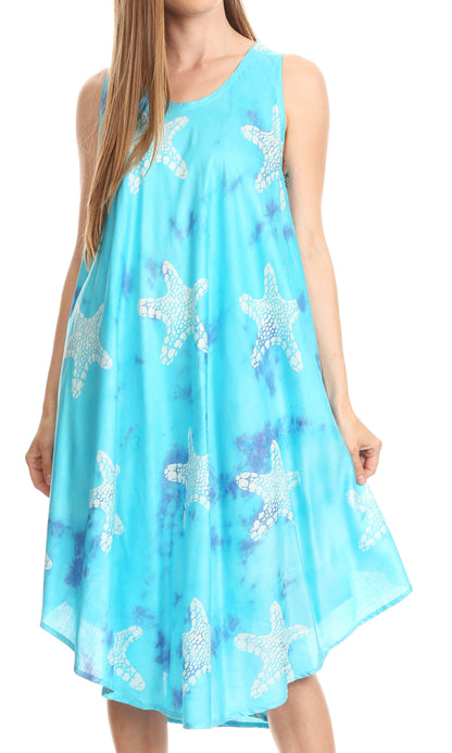 Sakkas Celina Summer Casual Everyday Tank Dress Tye-dye and Batik Sleeveless