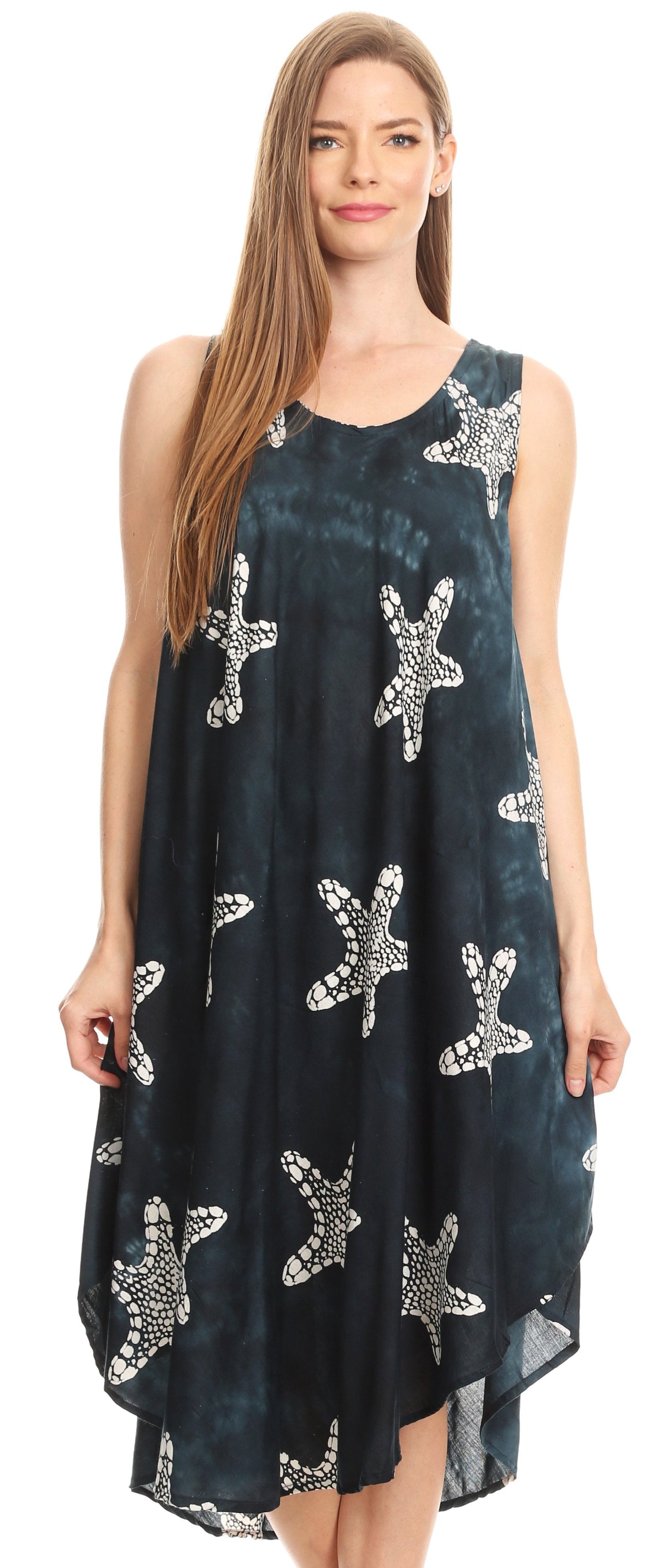 Sakkas Celina Summer Casual Everyday Tank Dress Tye-dye and Batik Sleeveless