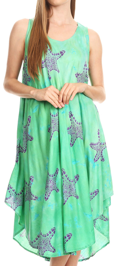 Sakkas Celina Summer Casual Everyday Tank Dress Tye-dye and Batik Sleeveless