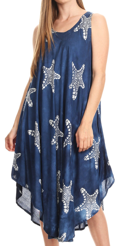 Sakkas Celina Summer Casual Everyday Tank Dress Tye-dye and Batik Sleeveless