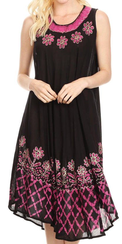 Sakkas Esme Women's Casual Midi Loose Fit Sleeveless Tank Dress Cover-up