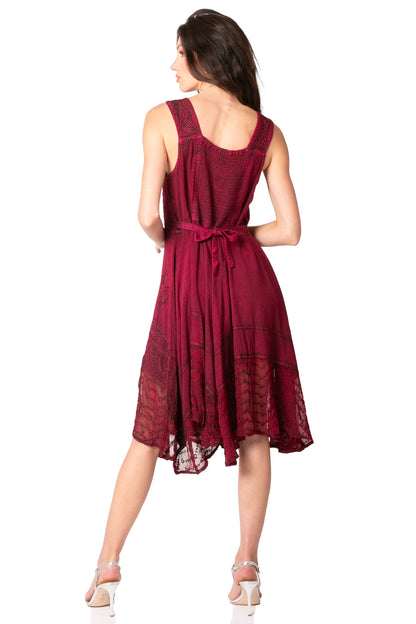 Sakkas Magdilena Stonewashed Corset Front Embroidered Dress