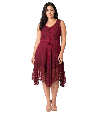 Sakkas Magdilena Stonewashed Corset Front Embroidered Dress