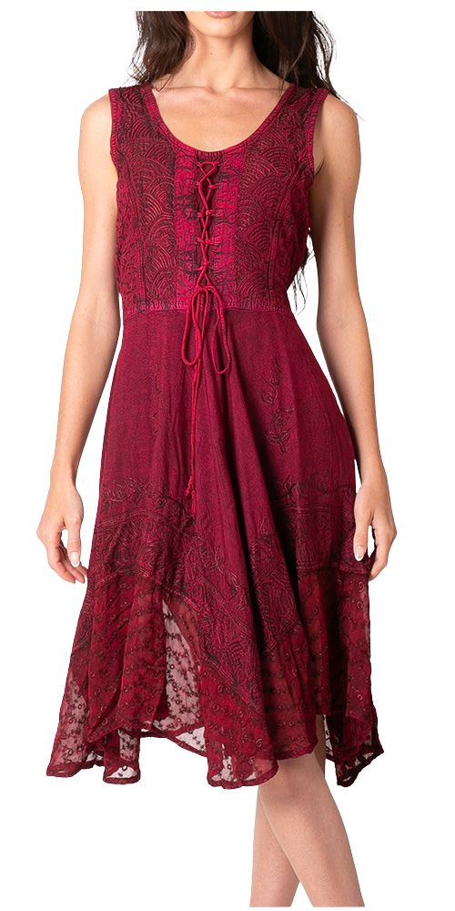 Sakkas Magdilena Stonewashed Corset Front Embroidered Dress