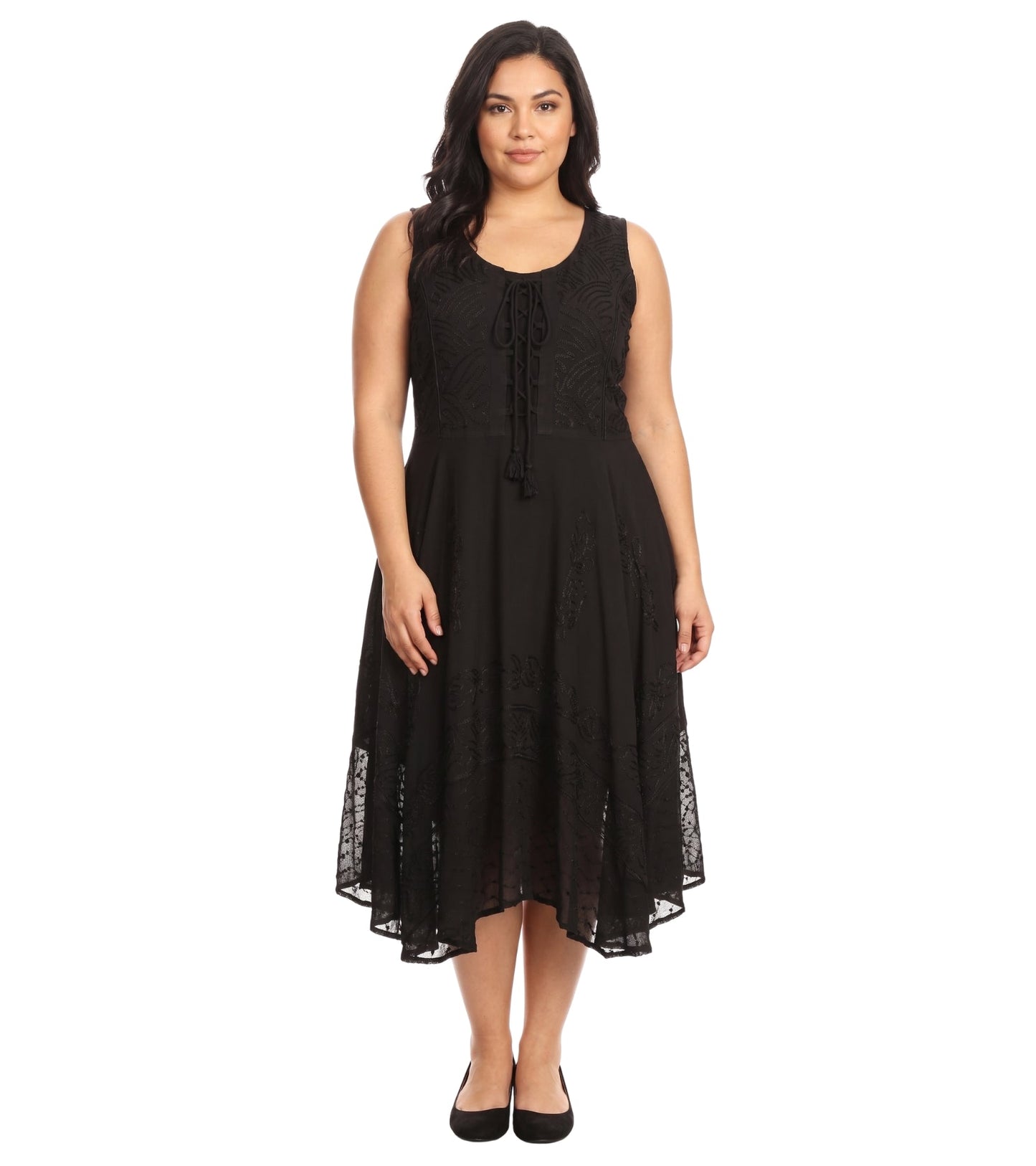 Sakkas Magdilena Stonewashed Corset Front Embroidered Dress