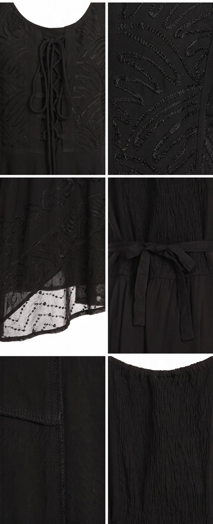 Sakkas Magdilena Stonewashed Corset Front Embroidered Dress