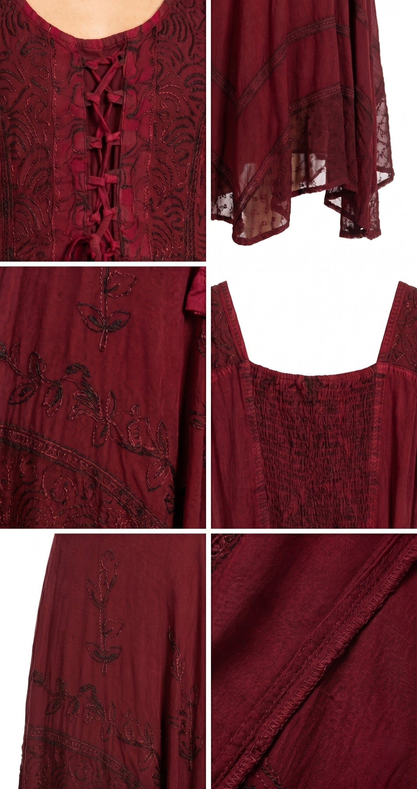 Sakkas Magdilena Stonewashed Corset Front Embroidered Dress