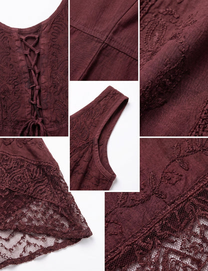 Sakkas Magdilena Stonewashed Corset Front Embroidered Dress