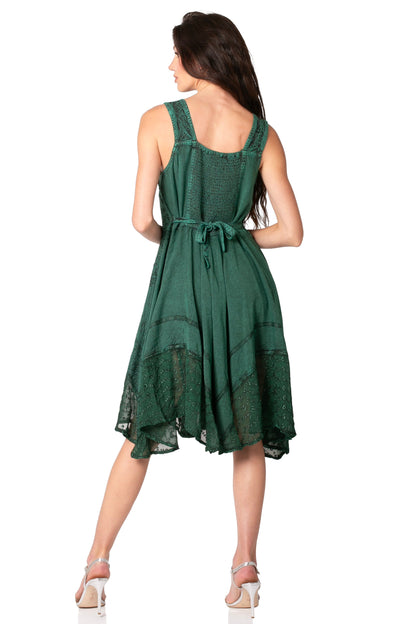 Sakkas Magdilena Stonewashed Corset Front Embroidered Dress