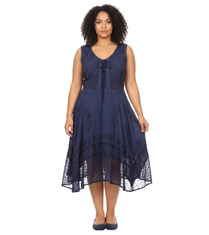 Sakkas Magdilena Stonewashed Corset Front Embroidered Dress