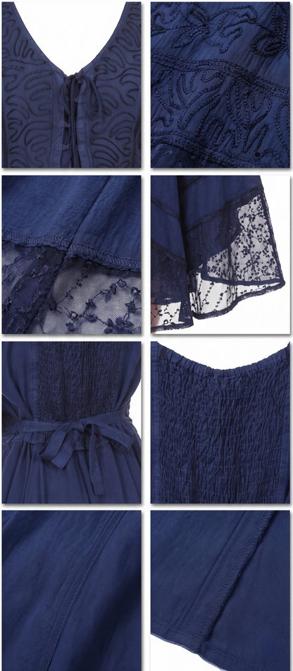 Sakkas Magdilena Stonewashed Corset Front Embroidered Dress