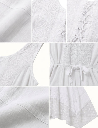 Sakkas Magdilena Stonewashed Corset Front Embroidered Dress