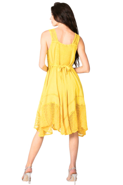 Sakkas Magdilena Stonewashed Corset Front Embroidered Dress