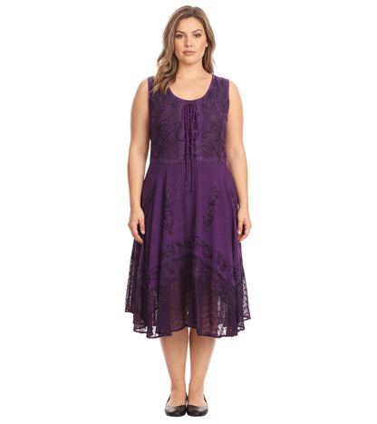 Sakkas Magdilena Stonewashed Corset Front Embroidered Dress