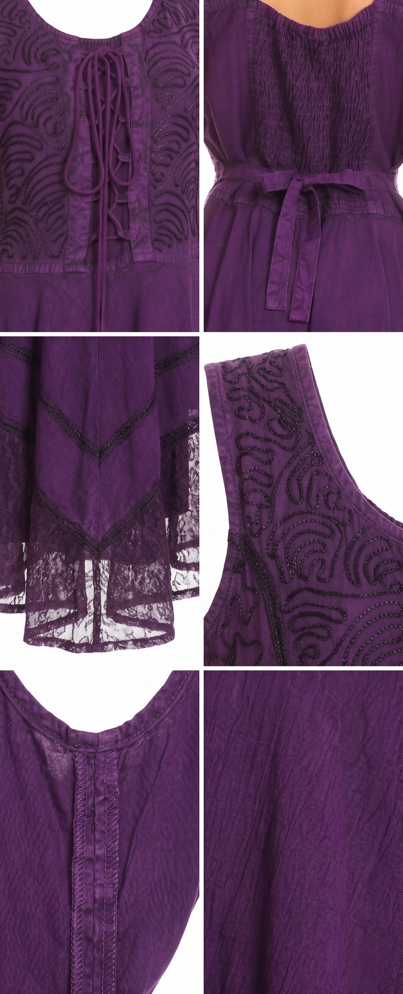 Sakkas Magdilena Stonewashed Corset Front Embroidered Dress