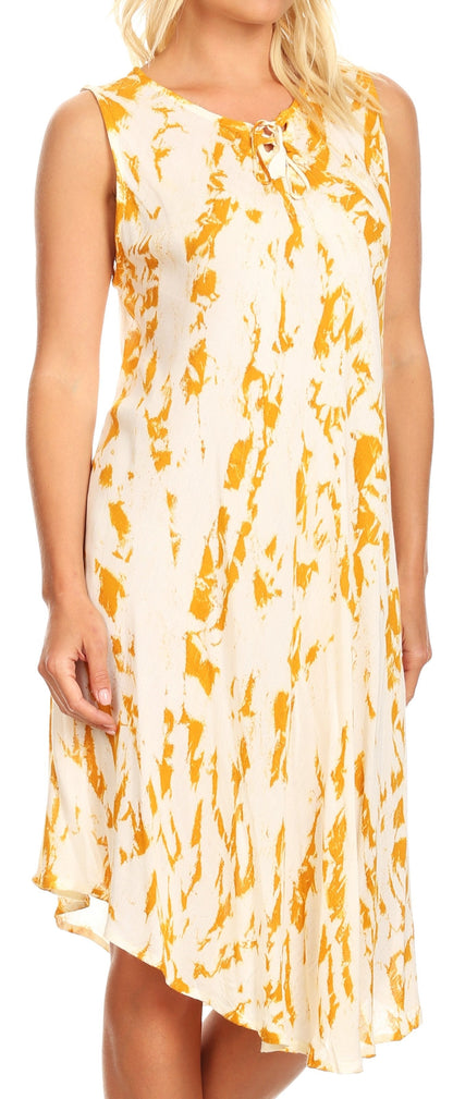 Sakkas Anni Women's Summer Casual Midi Sleeveless Loose Tie-dye Tank Sundress