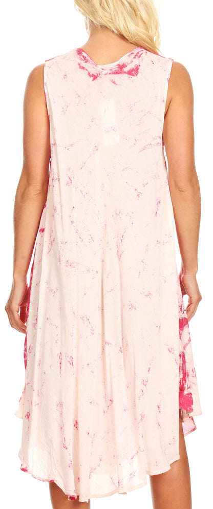 Sakkas Anni Women's Summer Casual Midi Sleeveless Loose Tie-dye Tank Sundress
