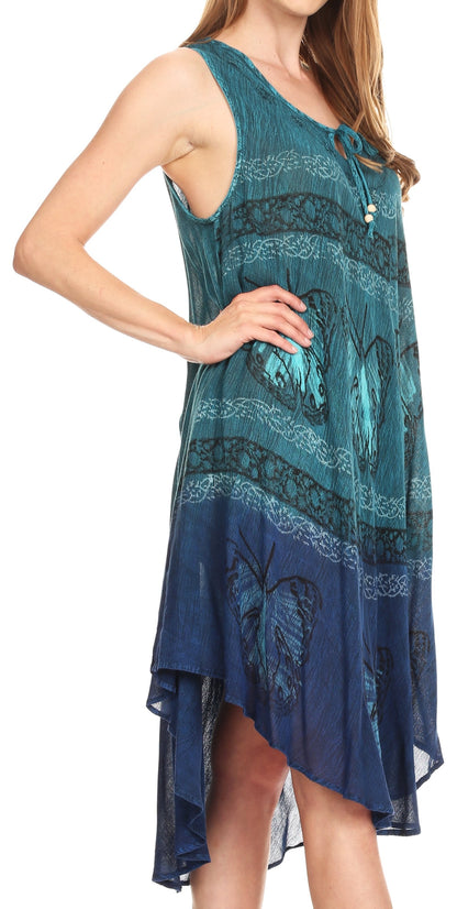 Sakkas Etta Women's Sleeveless Casual Summer Maxi Loose Fit Tie Dye Long Dress