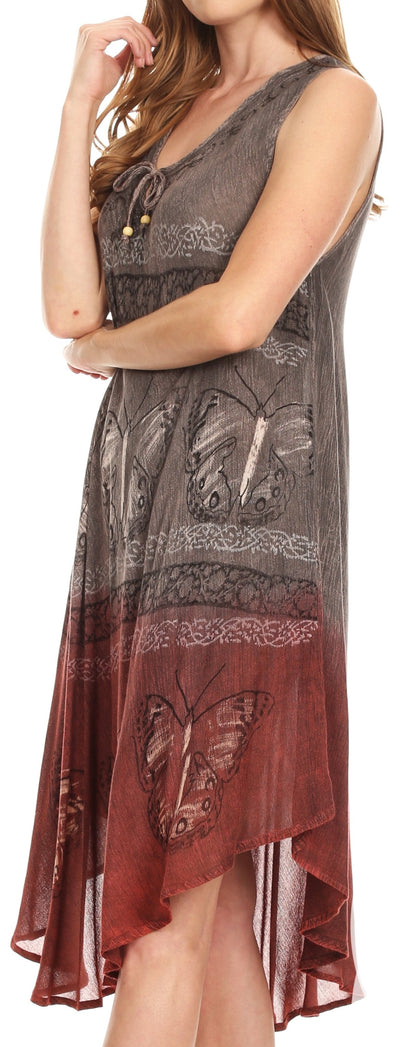 Sakkas Etta Women's Sleeveless Casual Summer Maxi Loose Fit Tie Dye Long Dress