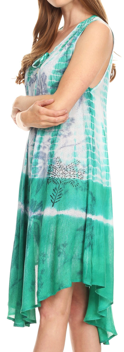 Sakkas Etta Women's Sleeveless Casual Summer Maxi Loose Fit Tie Dye Long Dress