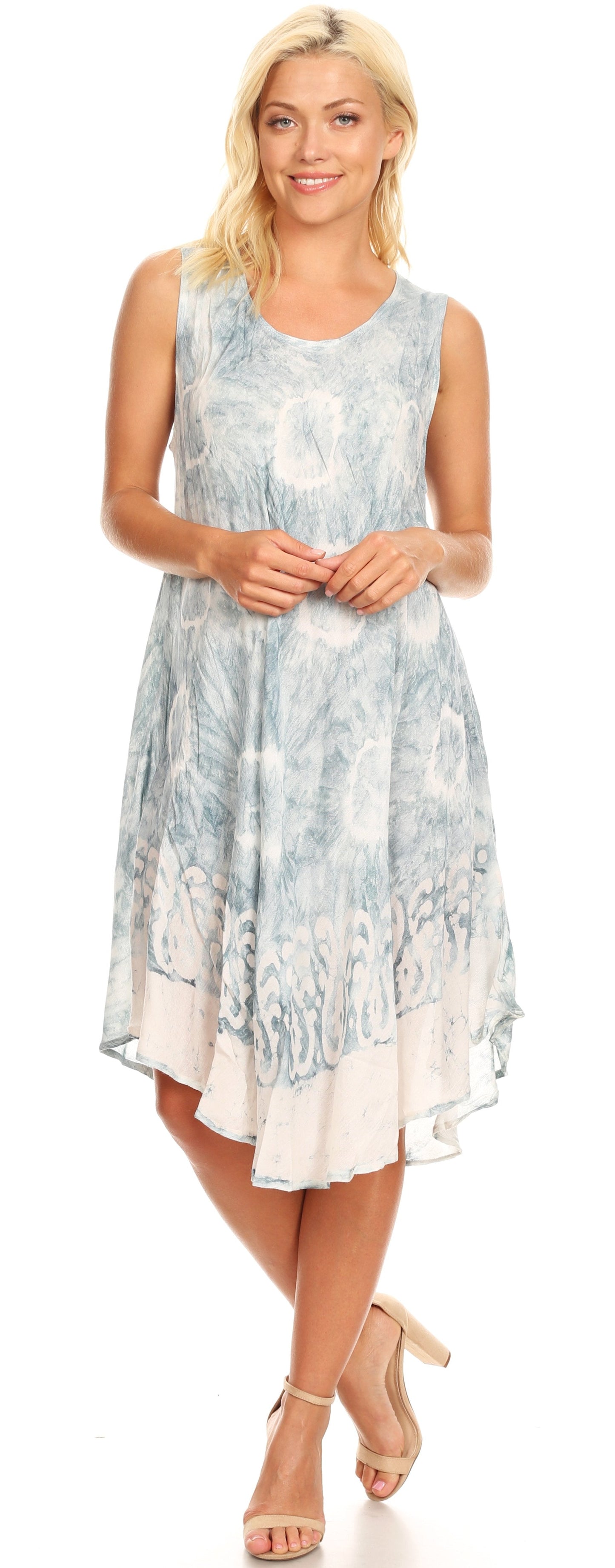 Sakkas Kora Women's Casual Sleeveless Swing Midi Summer Dress Tank Dress Cover-up