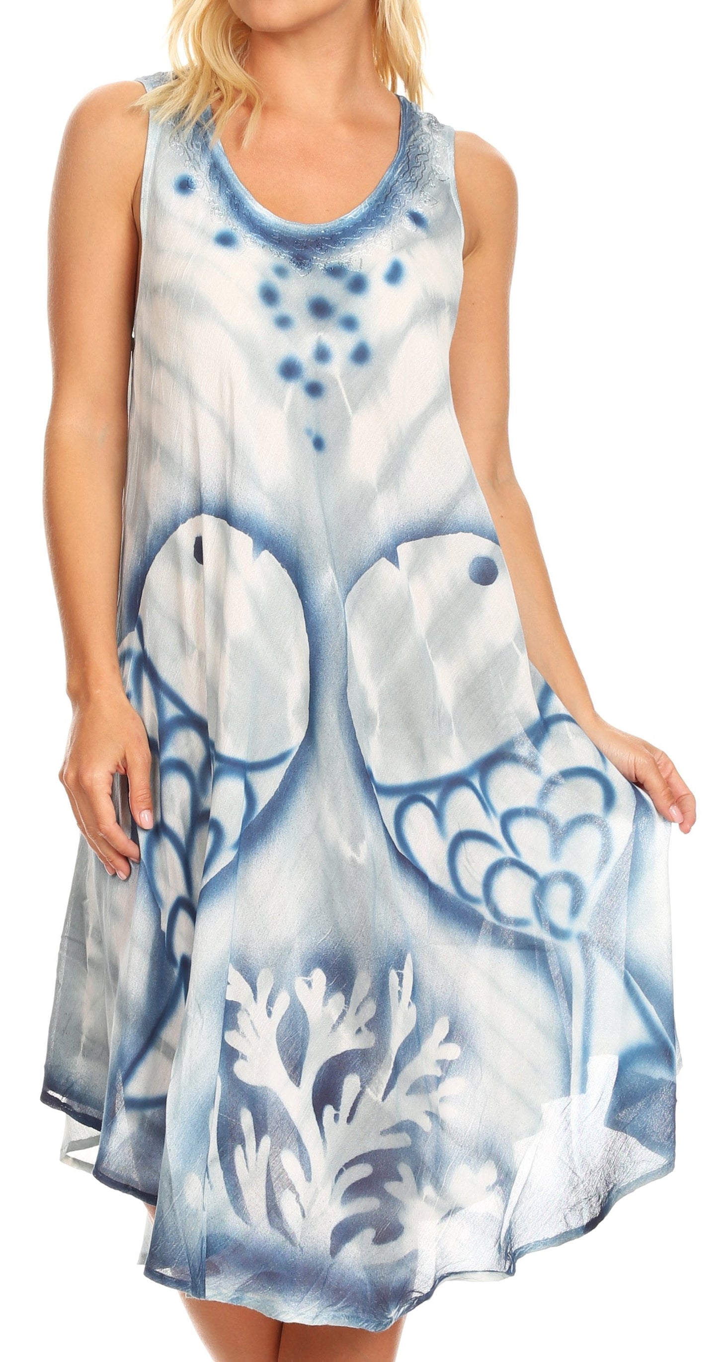 Sakkas Kora Women's Casual Sleeveless Swing Midi Summer Dress Tank Dress Cover-up