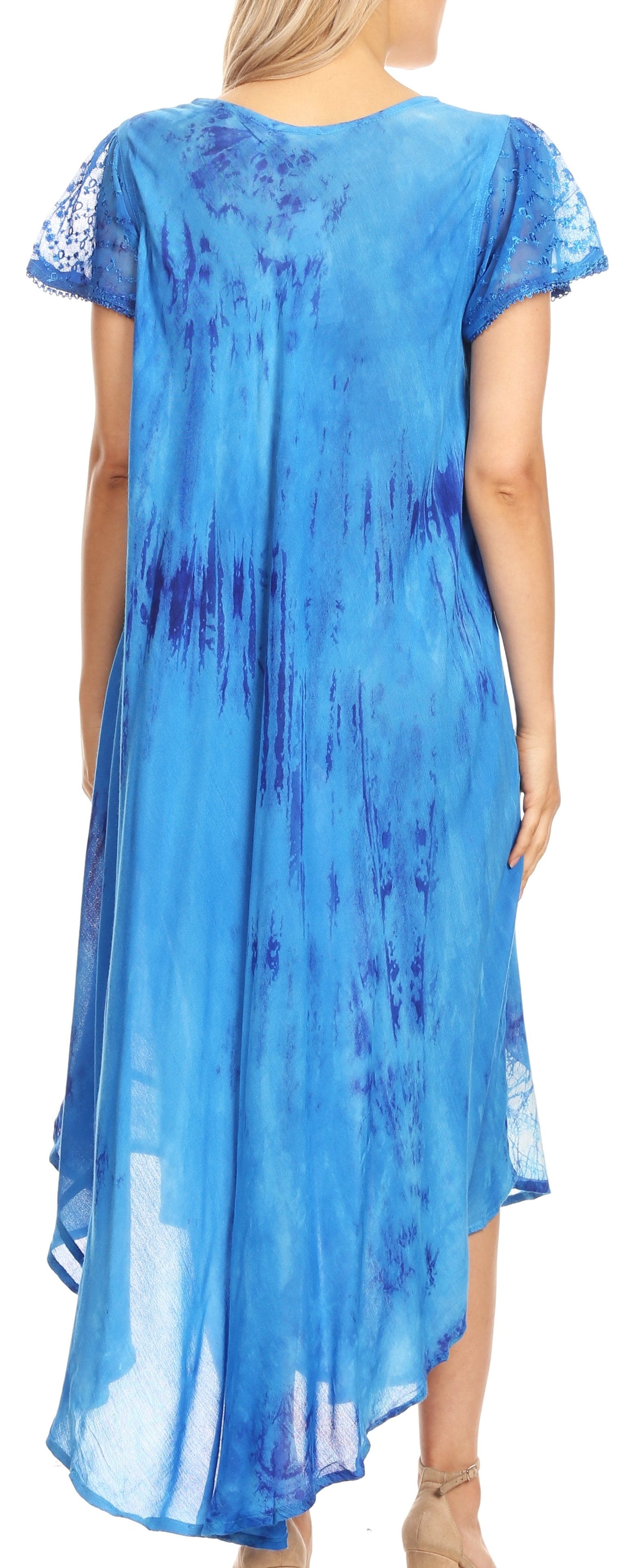 Sakkas Jonna Women's Short Sleeve Maxi Tie Dye Batik Long Casual Dress
