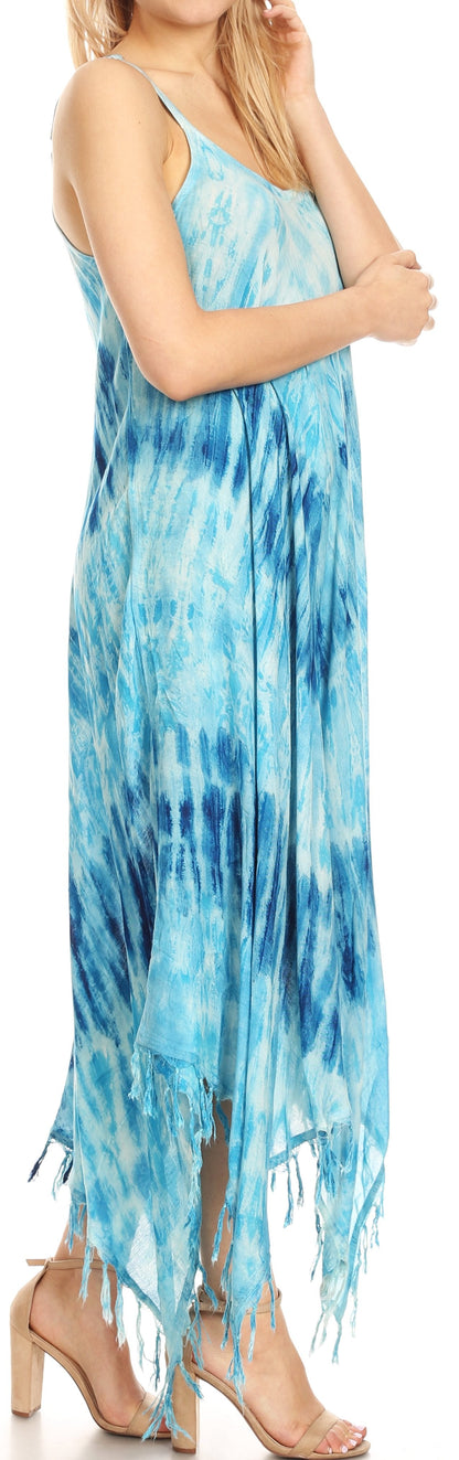 Sakkas Jass Women's Spaghetti Strap Casual Summer Sleeveless Tie-dye Dress