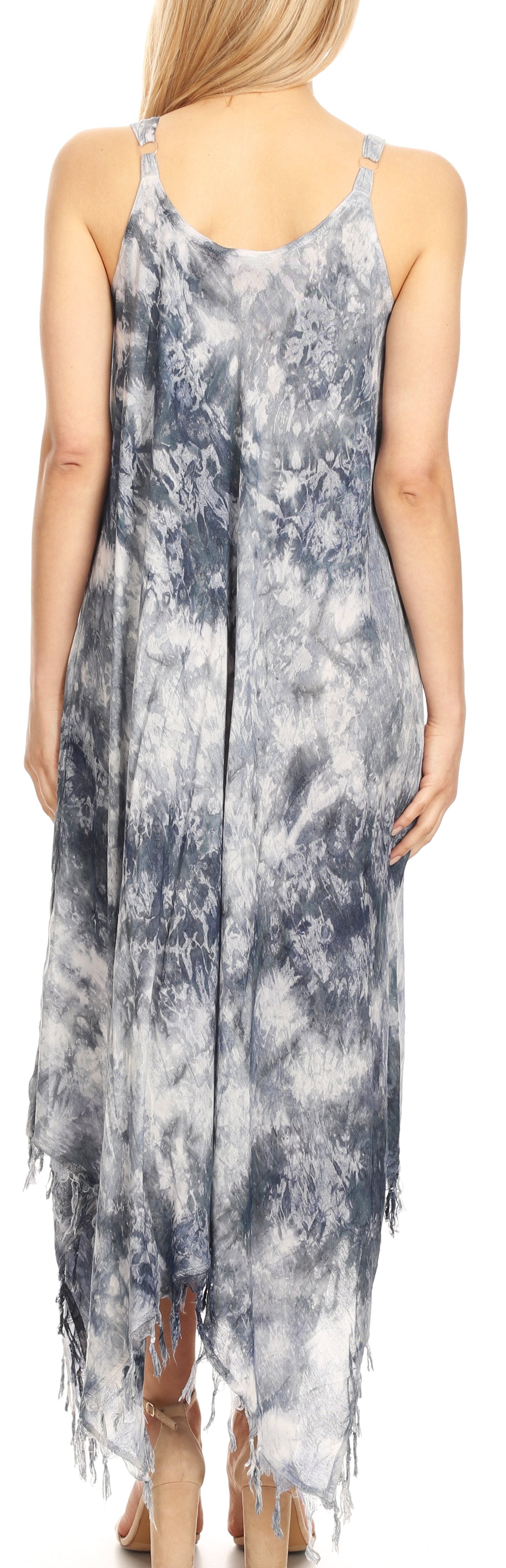 Sakkas Jass Women's Spaghetti Strap Casual Summer Sleeveless Tie-dye Dress