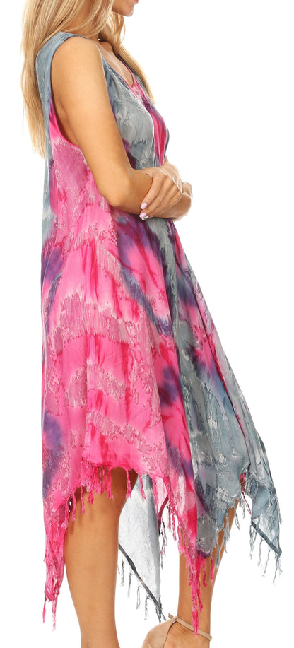 Sakkas Lara Women's Casual Fringe Loose Maxi Dress Caftan Cover-up