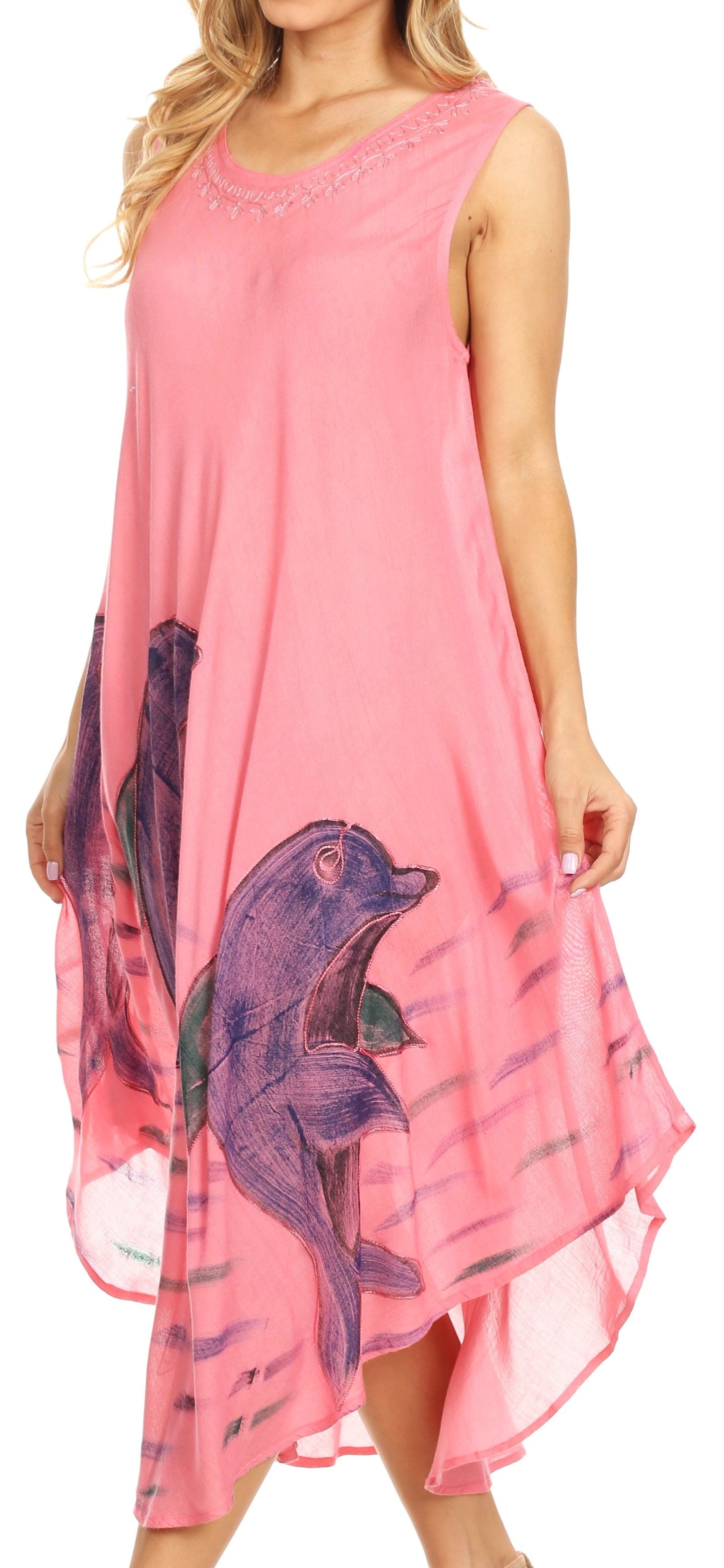 Sakkas Tia Women's Casual Summer Maxi Loose Fit Sleeveless Tank Dress Cover-up