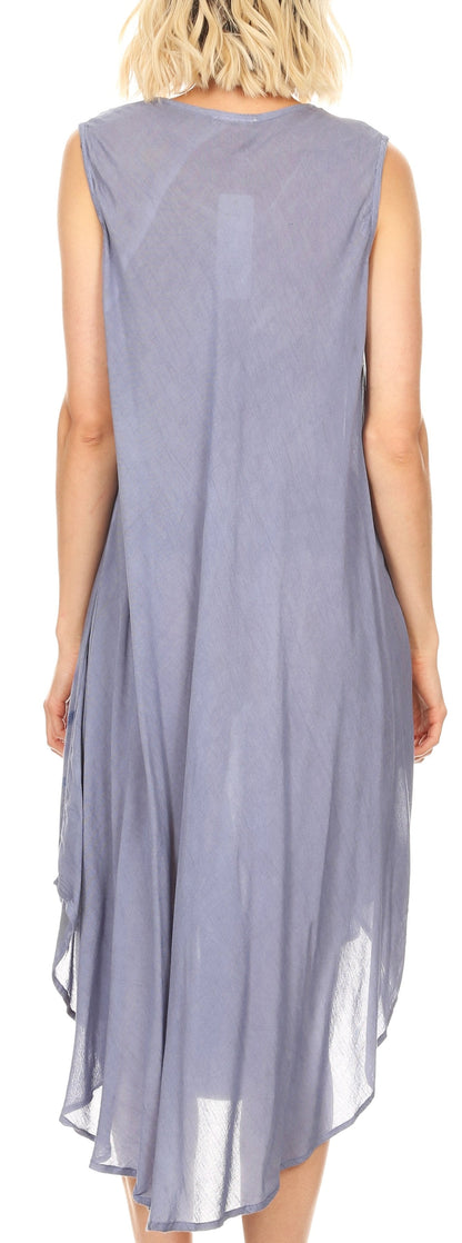 Sakkas Tia Women's Casual Summer Maxi Loose Fit Sleeveless Tank Dress Cover-up