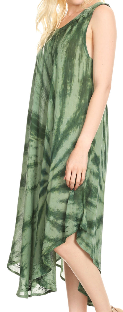 Sakkas Tia Women's Casual Summer Maxi Loose Fit Sleeveless Tank Dress Cover-up