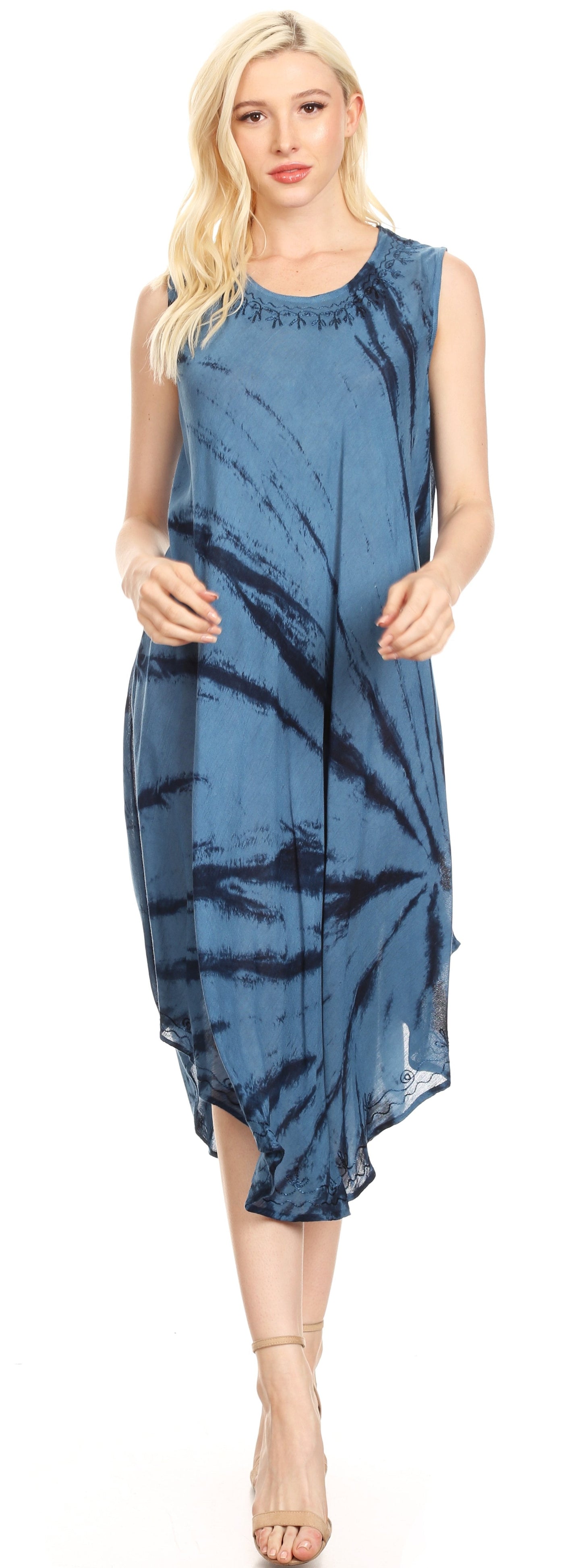 Sakkas Tia Women's Casual Summer Maxi Loose Fit Sleeveless Tank Dress Cover-up