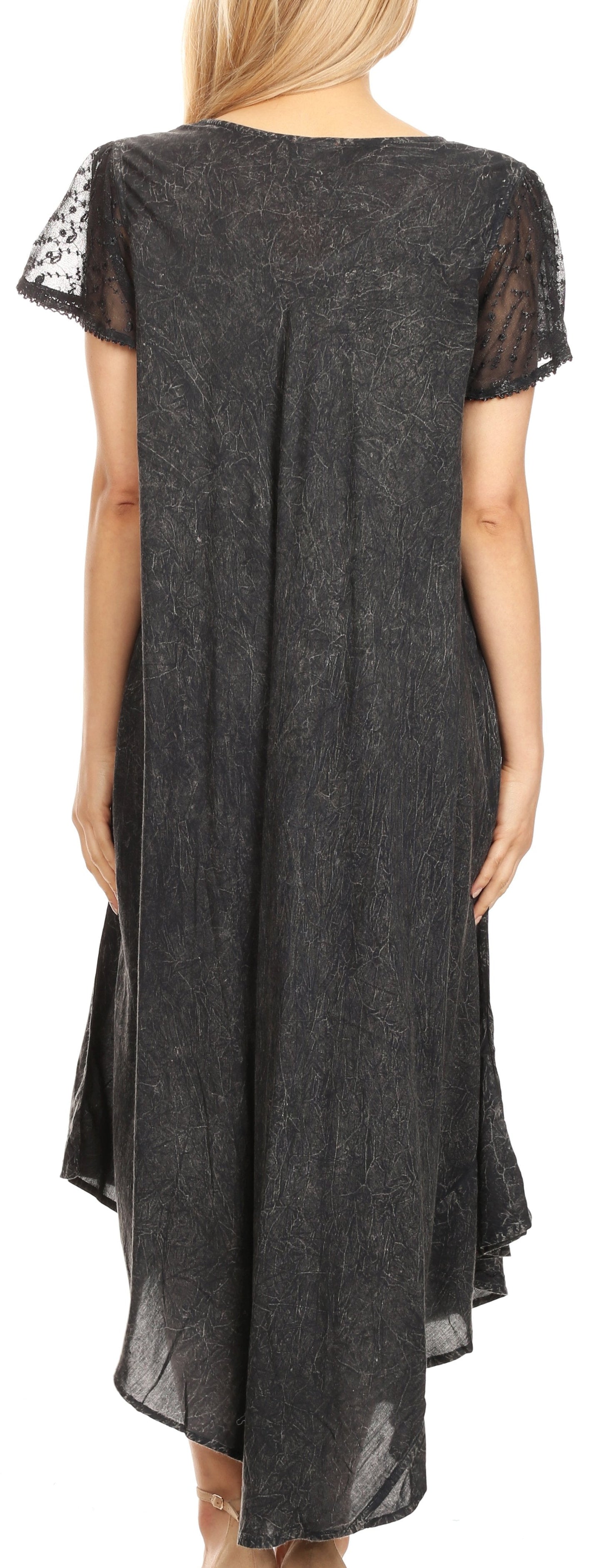 Sakkas Dalida Women's Short Sleeve Corset Tie dye Embroidered Flared Dress