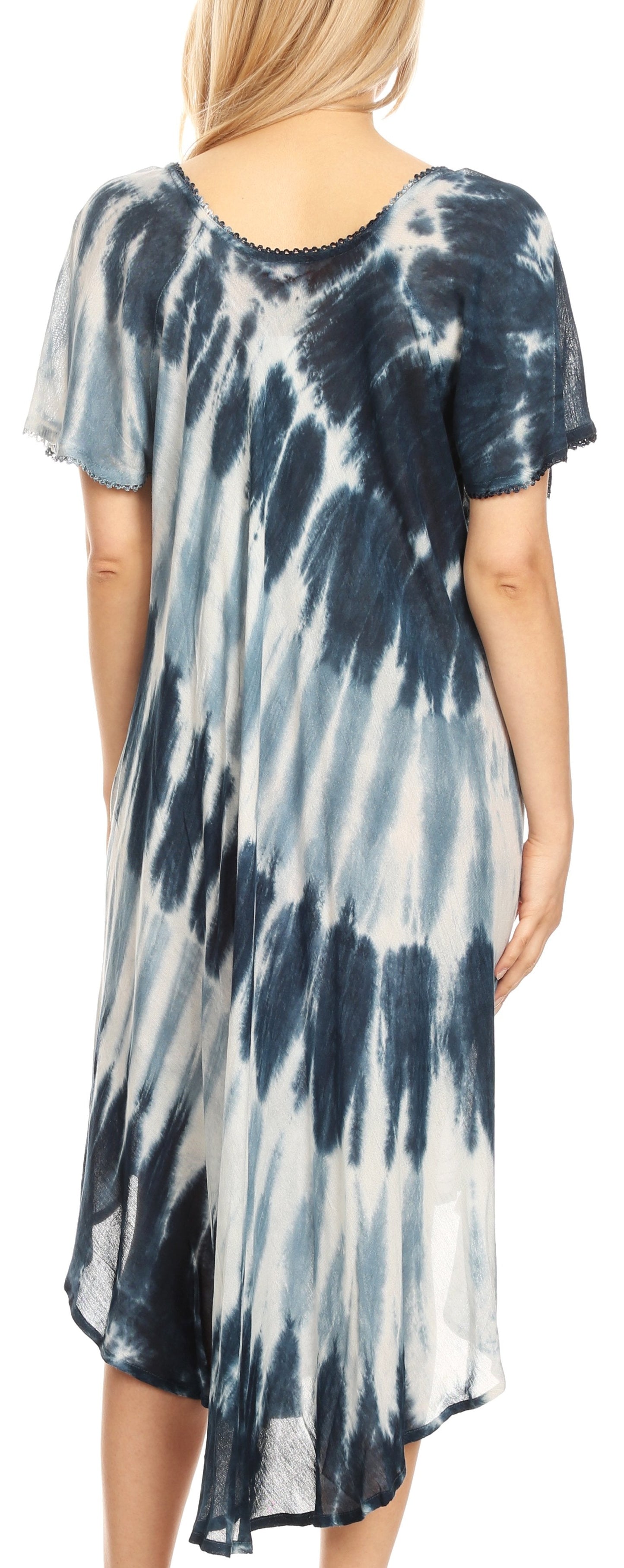 Sakkas Dalida Women's Short Sleeve Corset Tie dye Embroidered Flared Dress